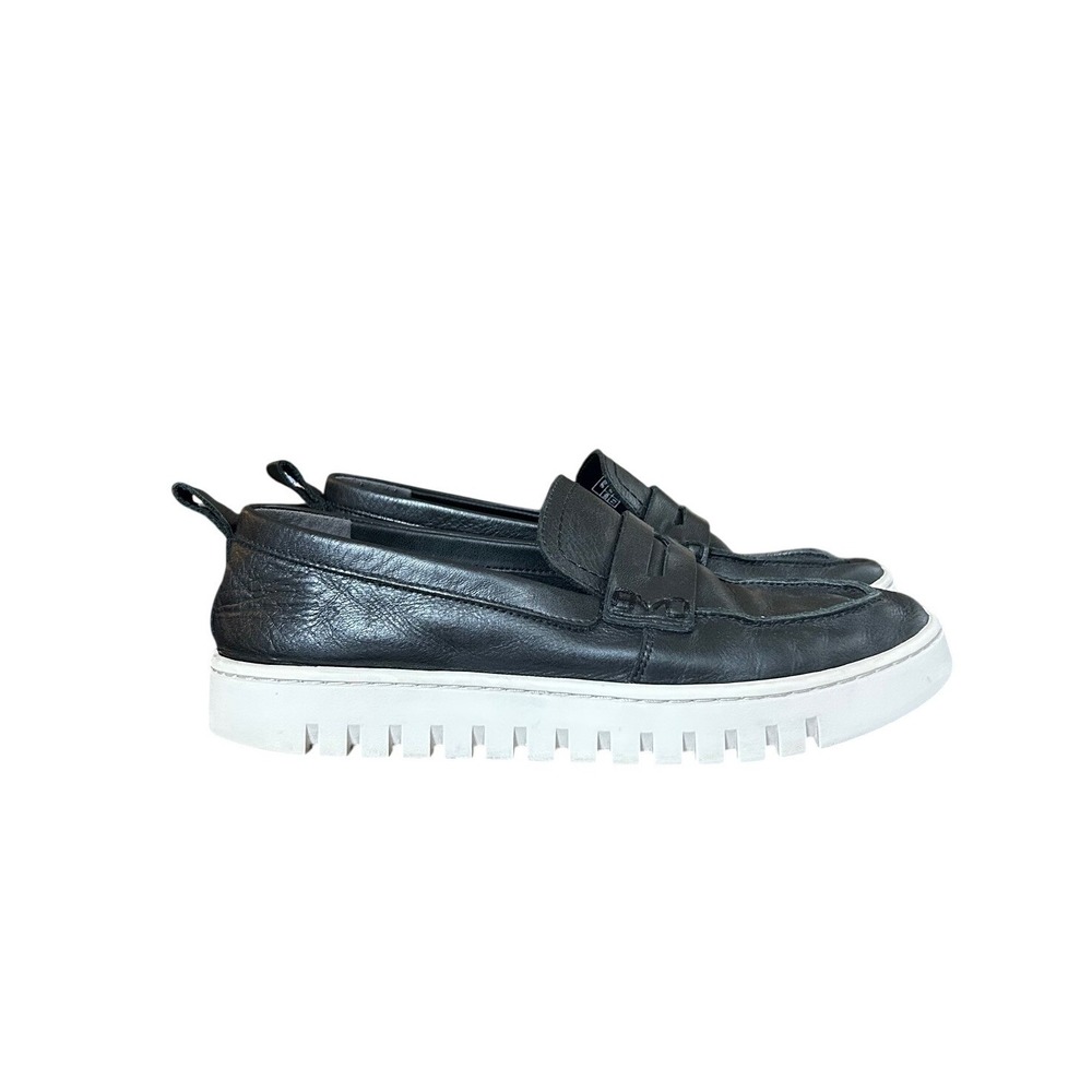Vionic Uptown Black Leather Platform Penny Loafer Sneakers Womens 7.5 Orthotic